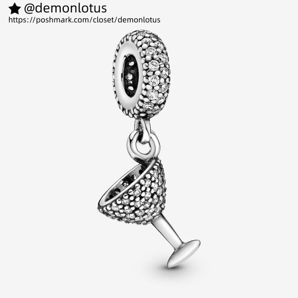 Pandora Pavé Cocktail Glass Dangle Charm - Picture 1 of 3